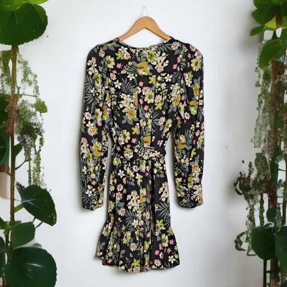 Walter Baker Long Sleeve Floral Dress Black Small - Picture 2 of 6